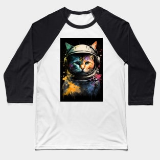 Astronaut Cat in Space Painting Baseball T-Shirt